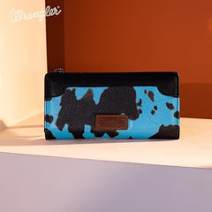 Wrangler Cow Print Bi-Fold Wallet - Turquoise
