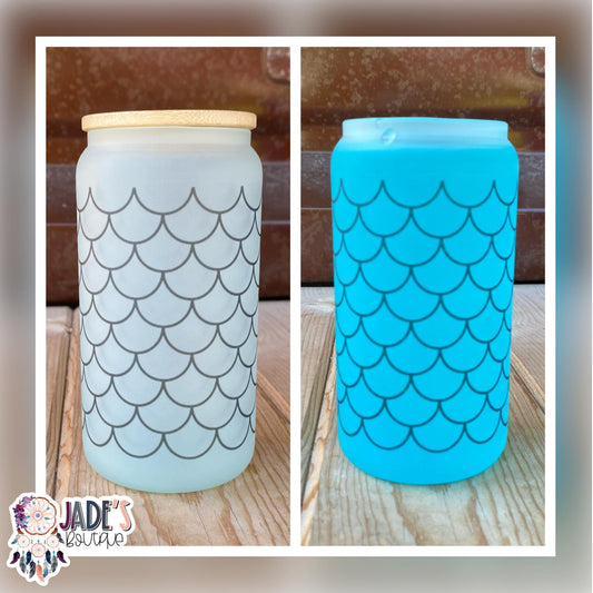 Mermaid 16oz Color Changing Glass Can Tumbler