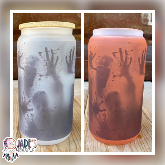 Spooky 16oz Color Changing Glass Can Tumbler