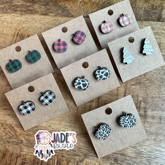 Holiday Wood Stud Earrings
