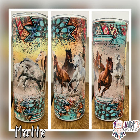 Wild Horses 20oz Insulated Matte Skinny Tumbler