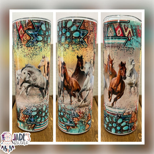 Western Horses 20oz Insulated Skinny Tumbler