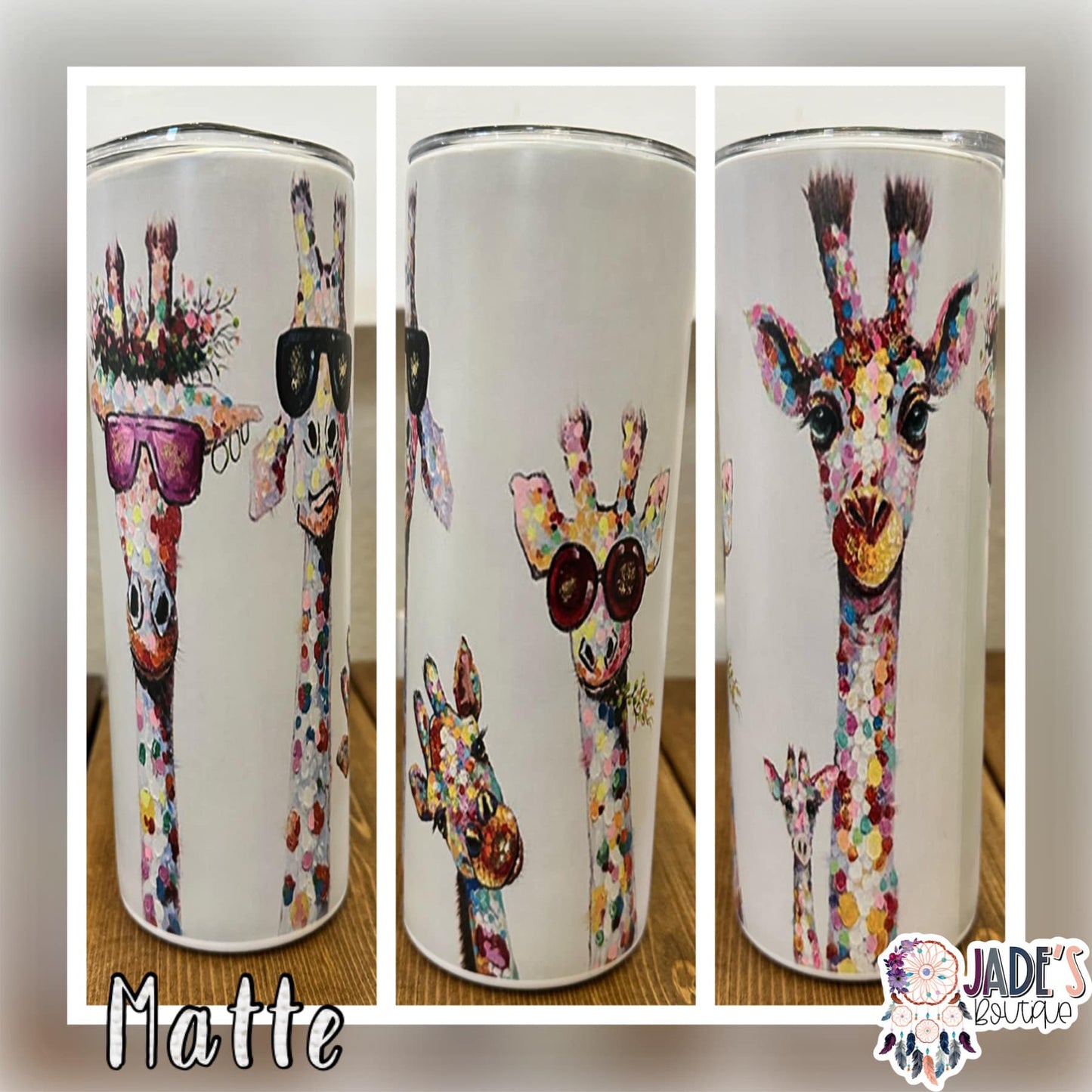 Hipster Giraffe 20oz Insulated Matte Skinny Tumbler