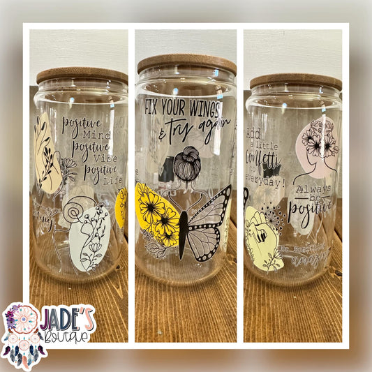 Fix your wings 16oz Glass Can Tumbler