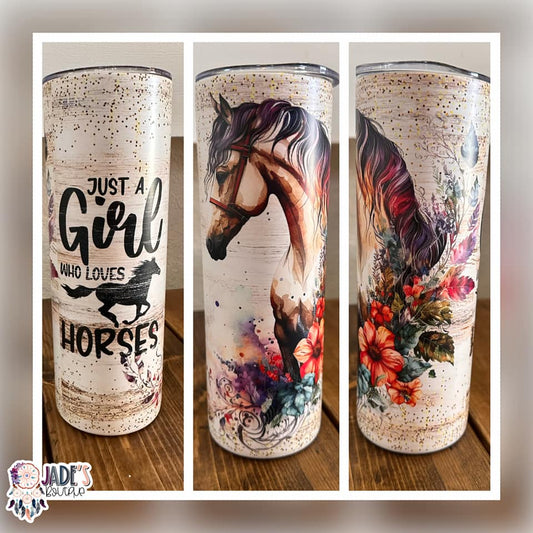 Just a girl who loves horses 20oz Insulated Matte Skinny Tumbler