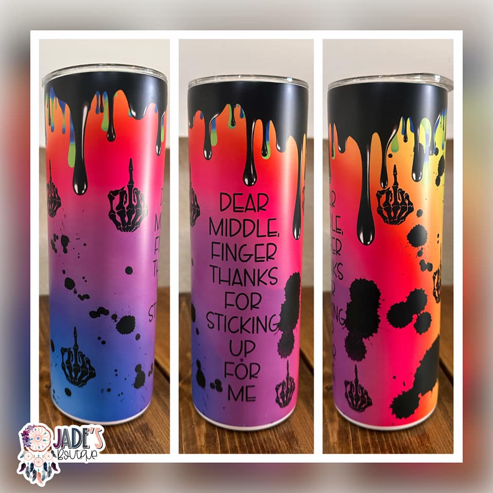 Dear Middle Finger 20oz Insulated Matte Skinny Tumbler