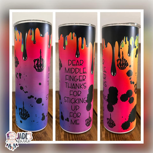 Dear Middle Finger 20oz Insulated Matte Skinny Tumbler