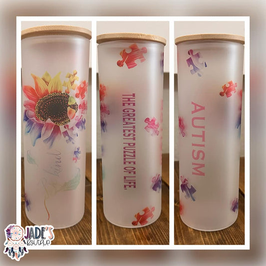 The Greatest Puzzle Piece 25oz Glass Skinny Tumbler