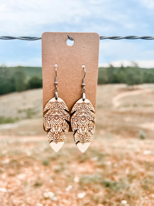 Aztec Cow Dangle Earrings