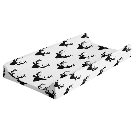 Changing Pad Cover,100% Cotton, Black and White Buck